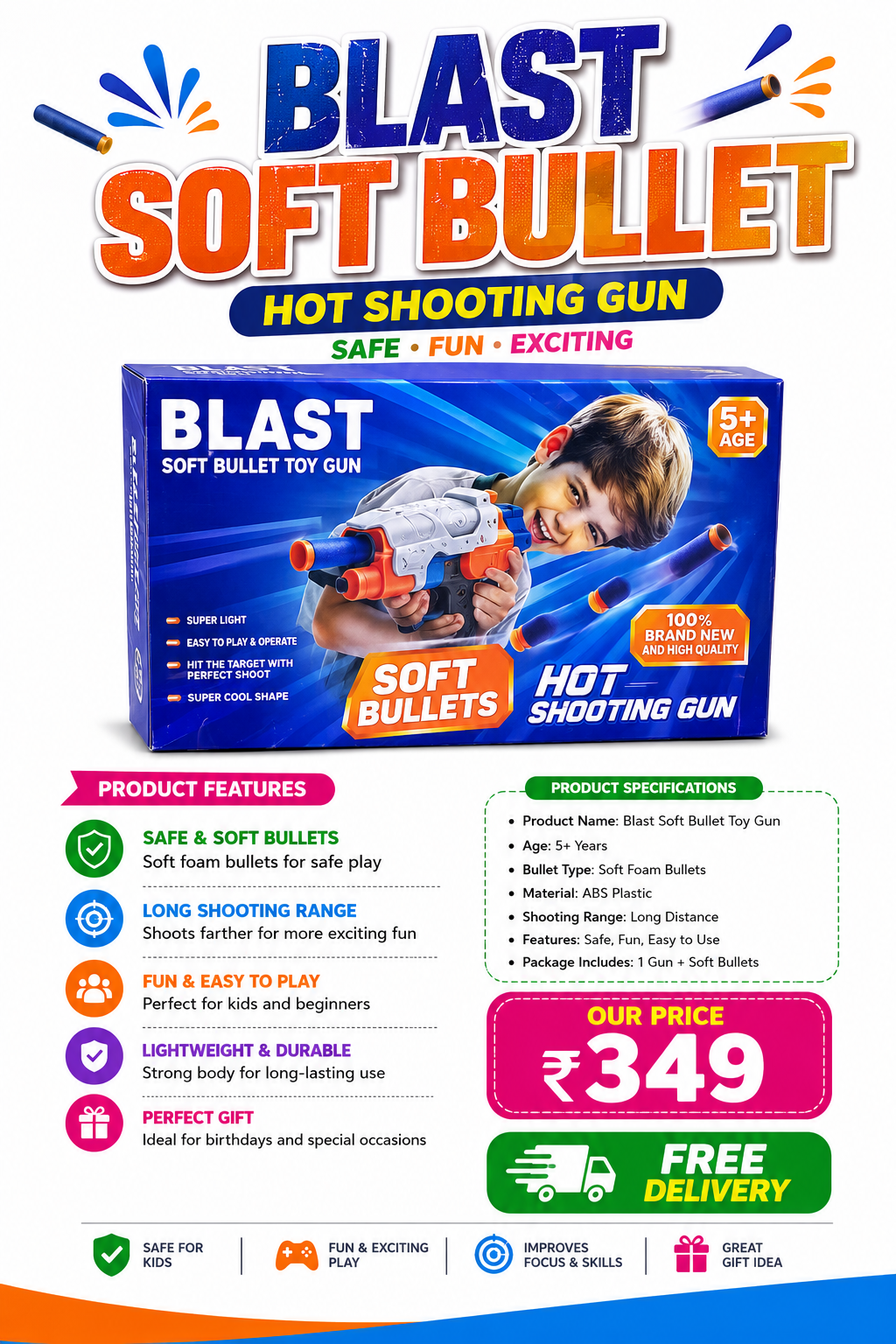 BLAST Soft Bullet Toy Gun