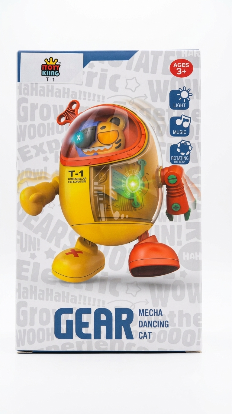 Gear Mecha Dancing Cat Robot Toy with Lights & Music for Kids