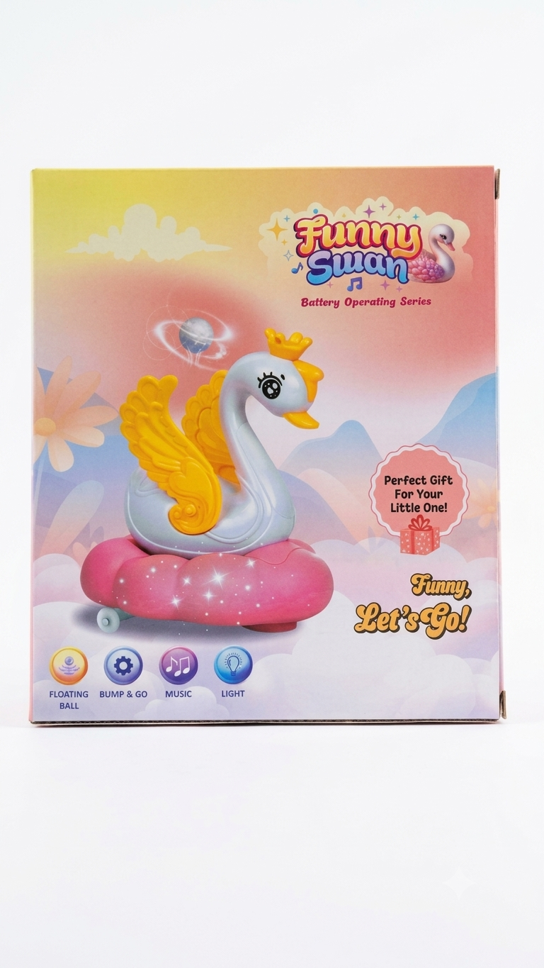 Funny Swan Battery Operated Toy with Music, Lights, Bump & Go Action and Floating Ball