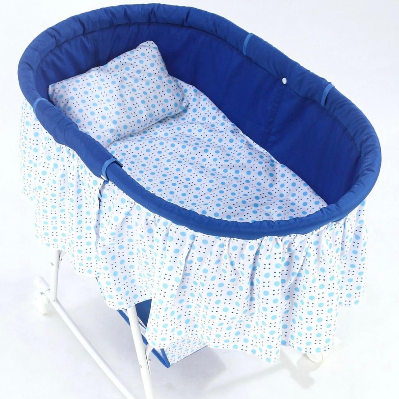 Baby Cradle with Mosquito Net & Storage| Storage Basket| Rocking Reature| Wheels with Lock| Soft Pillow