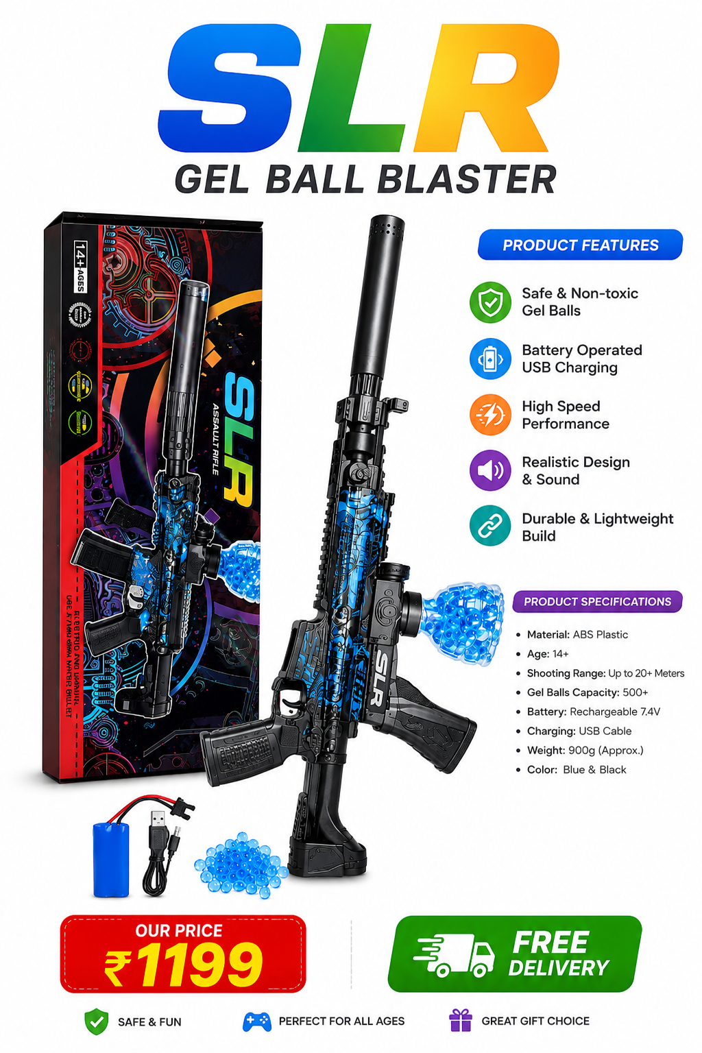 SLR Electric Gel Blaster Toy Gun