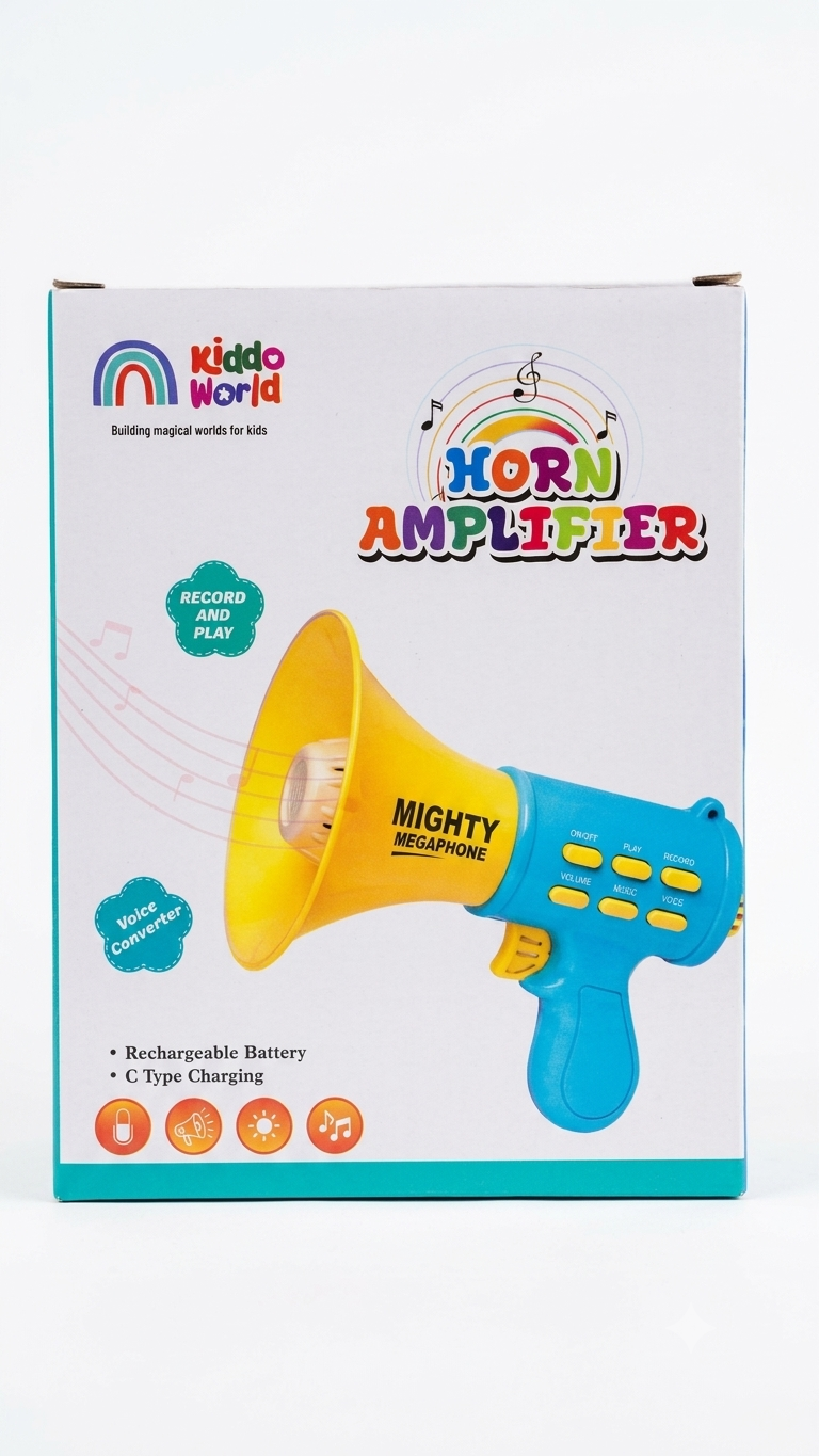 KiddO World Rechargeable Horn Amplifier Megaphone for Kids with Voice Changer & Recording Function