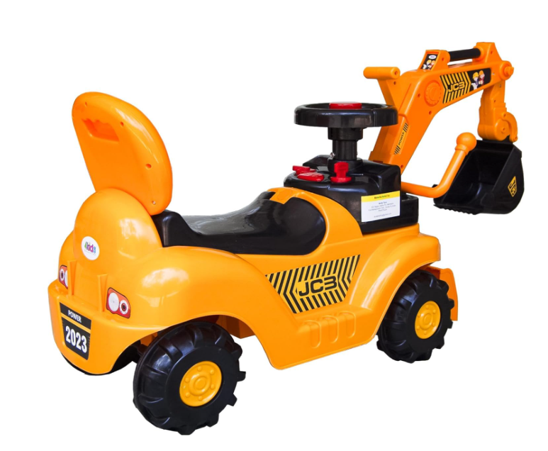 Big Size Excavator Ride On JCB car for kids with Arm, Digging Bucket and Front Loader Movement, Ride-On Toy for Toddlers Ages 1– 4 Years with Music