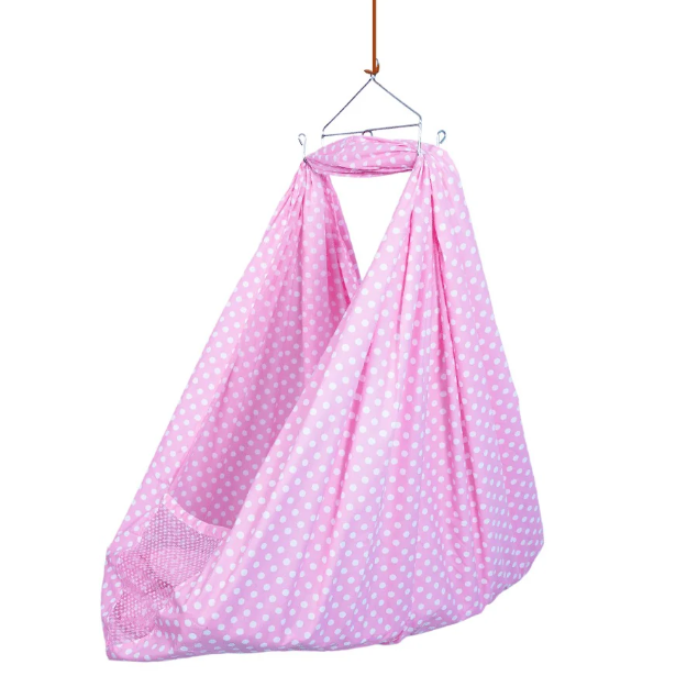 Bed Cradle For Baby | 100% Cotton Hanging Cradle With Mosquito Net And Soft Recron Bed